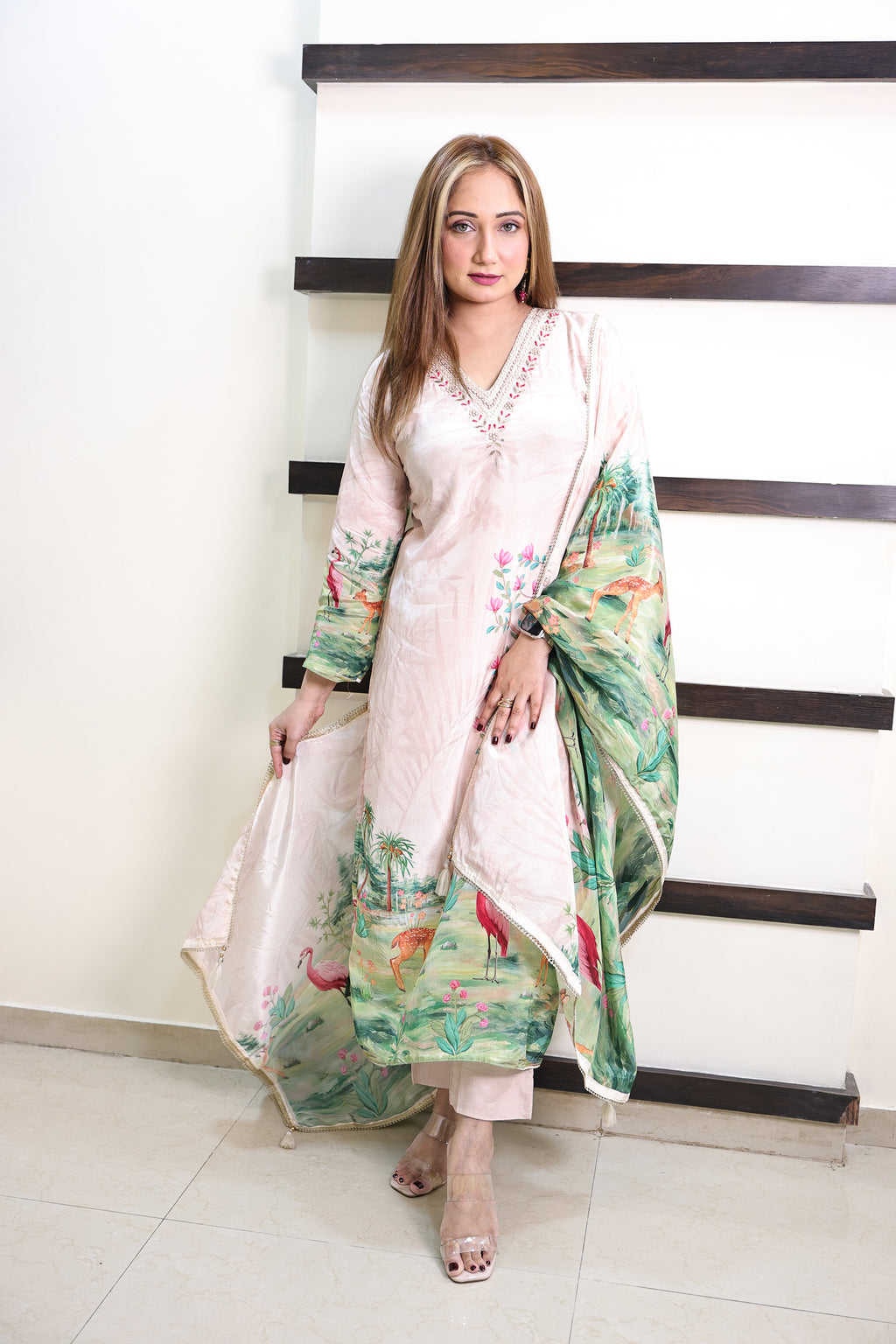 Pastel Wilderness Printed suit set