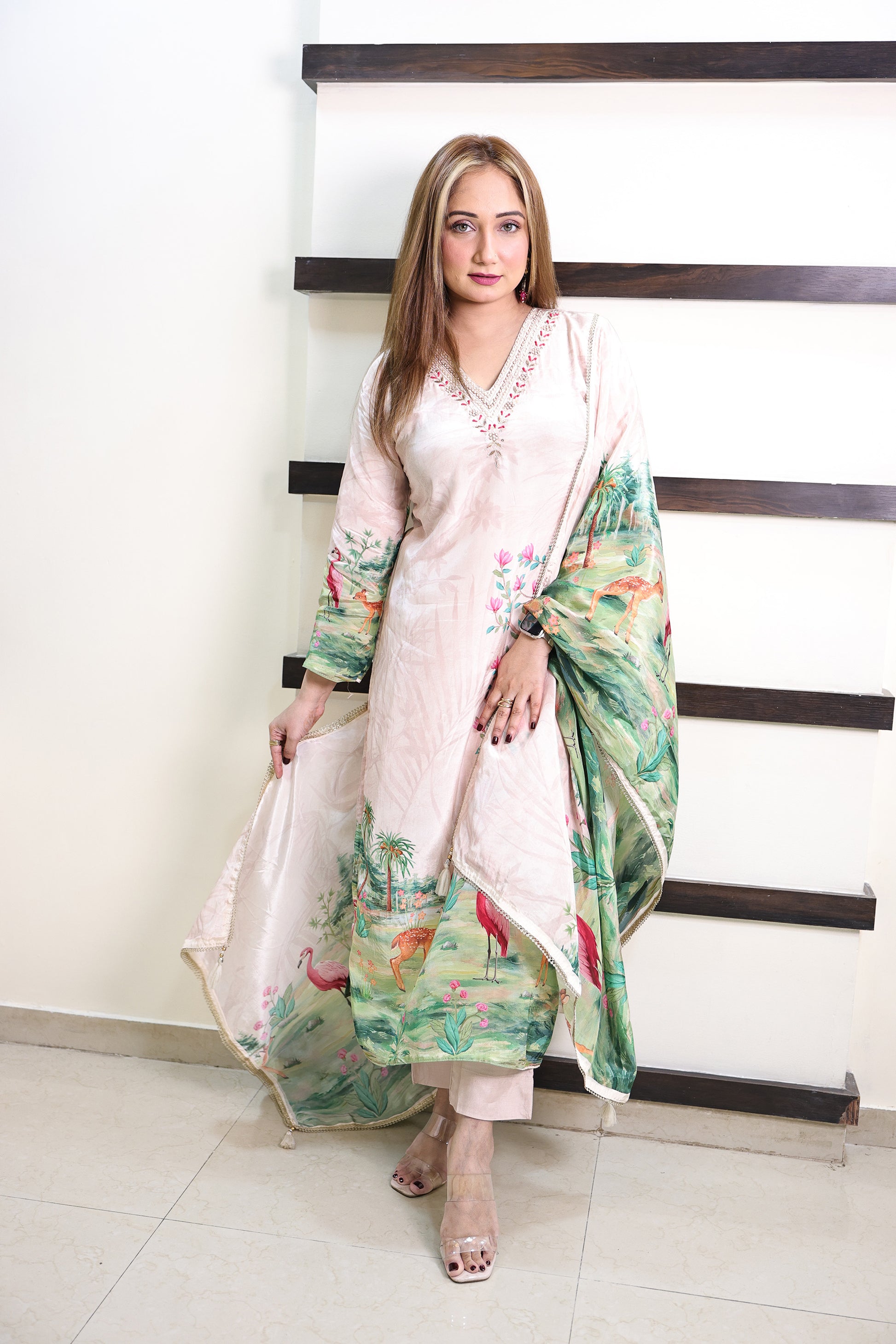 Pastel Wilderness Printed suit set