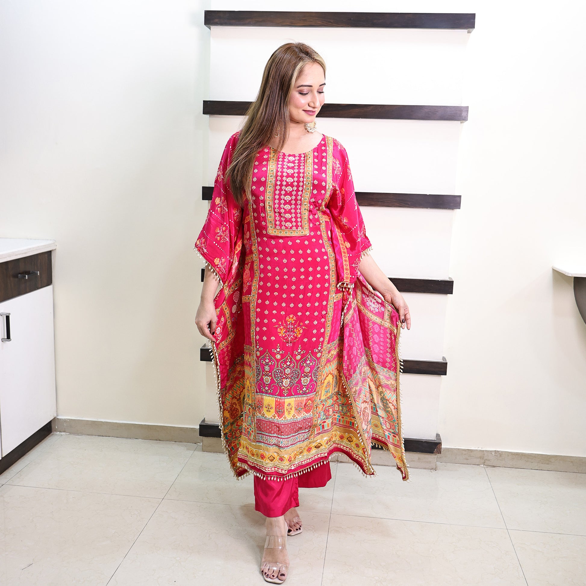 Rani Pink kaftan with straight pants&nbsp;