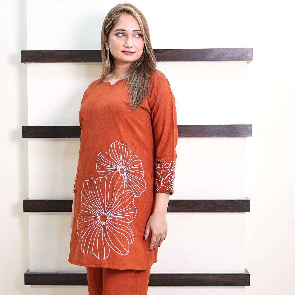 Flower co-ord set with straight pants